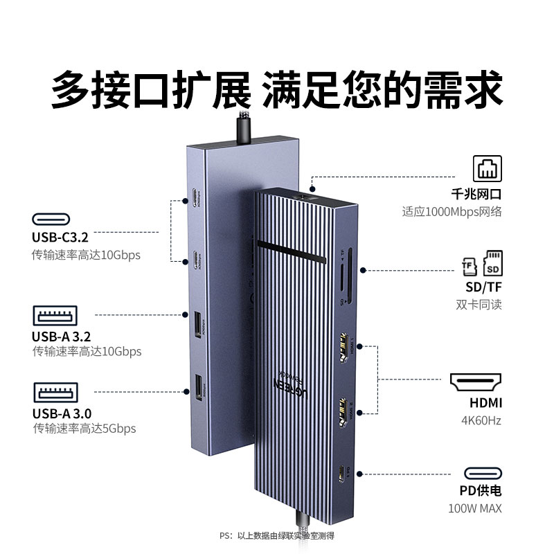 綠聯(lián)Type-C十合一多功能擴展塢