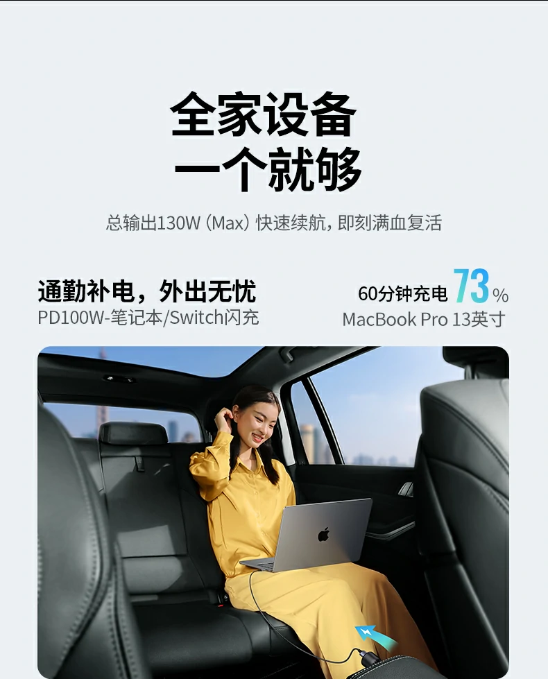 绿联车载130W快充兼容多协议