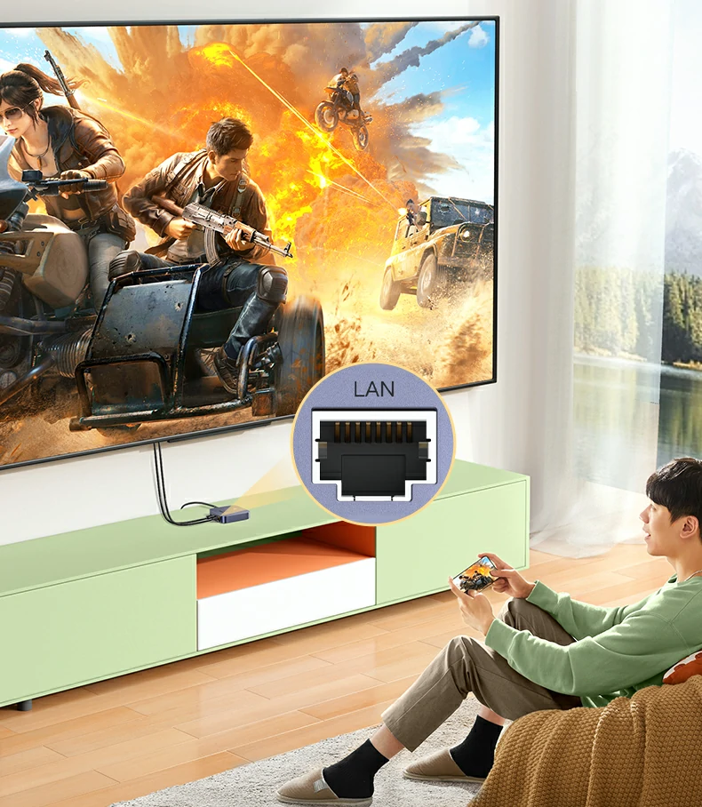 LAN网口有线配网 绿联投屏器传输稳定抗干扰 LAN网口有线配网 绿联投屏器传输稳定抗干扰