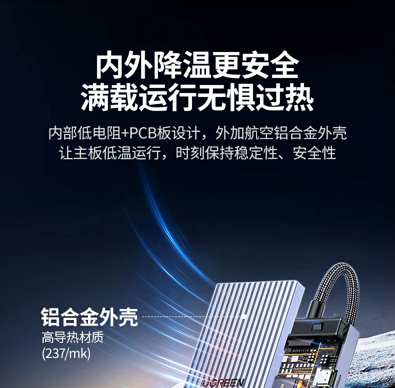 UGREEN绿联-品质新体验,数码选绿联 绿联CM886扩展坞散热孔设计,长时间使用不发烫