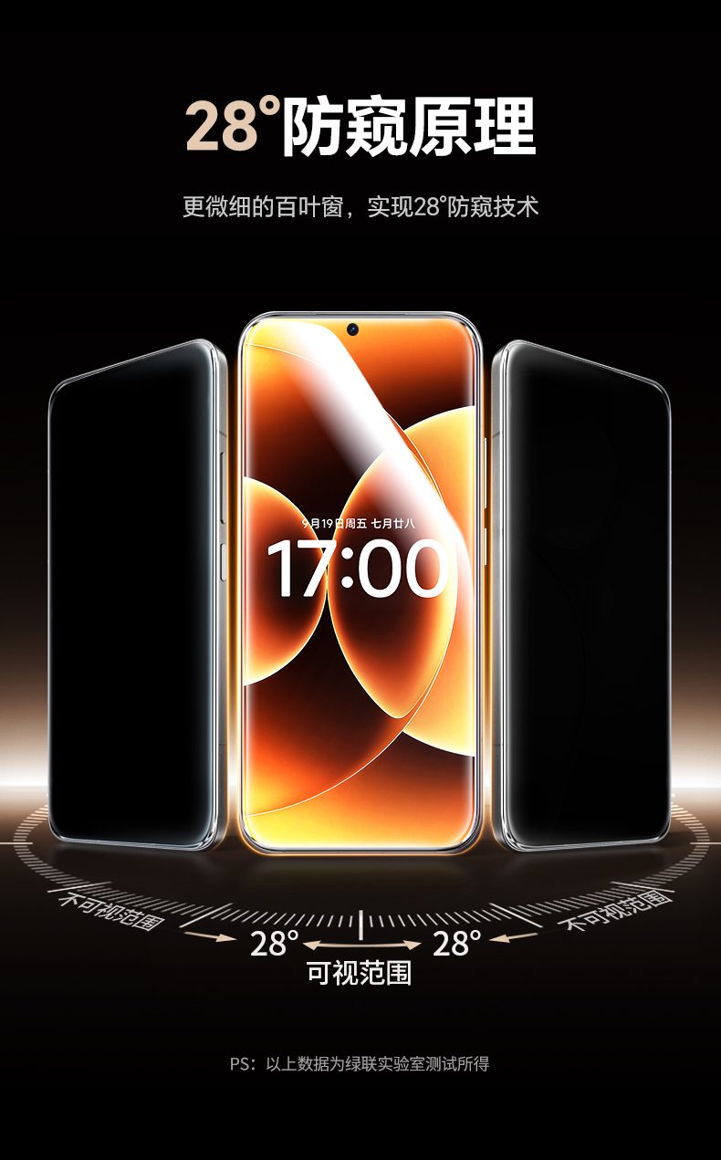绿联小米17防窥膜 CNC精密切割 圆润边角手感舒适 绿联小米17防窥膜 CNC精密切割 圆润边角手感舒适