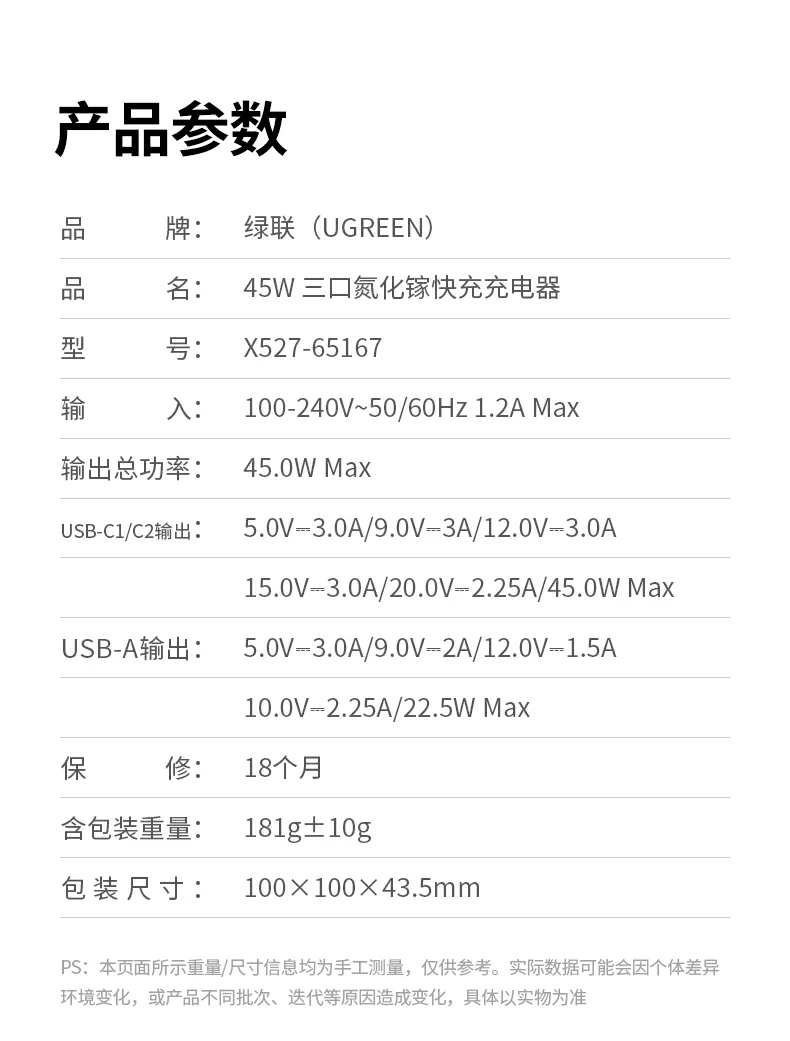 UGREEN绿联-品质新体验,数码选绿联 绿联X527氮化镓快充头充电效率实测数据展示