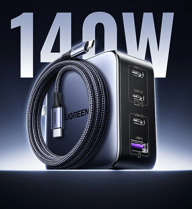 UGREEN绿联-品质新体验,数码选绿联 绿联X569氮化镓充电器高功率输出示意,多设备充电无压力