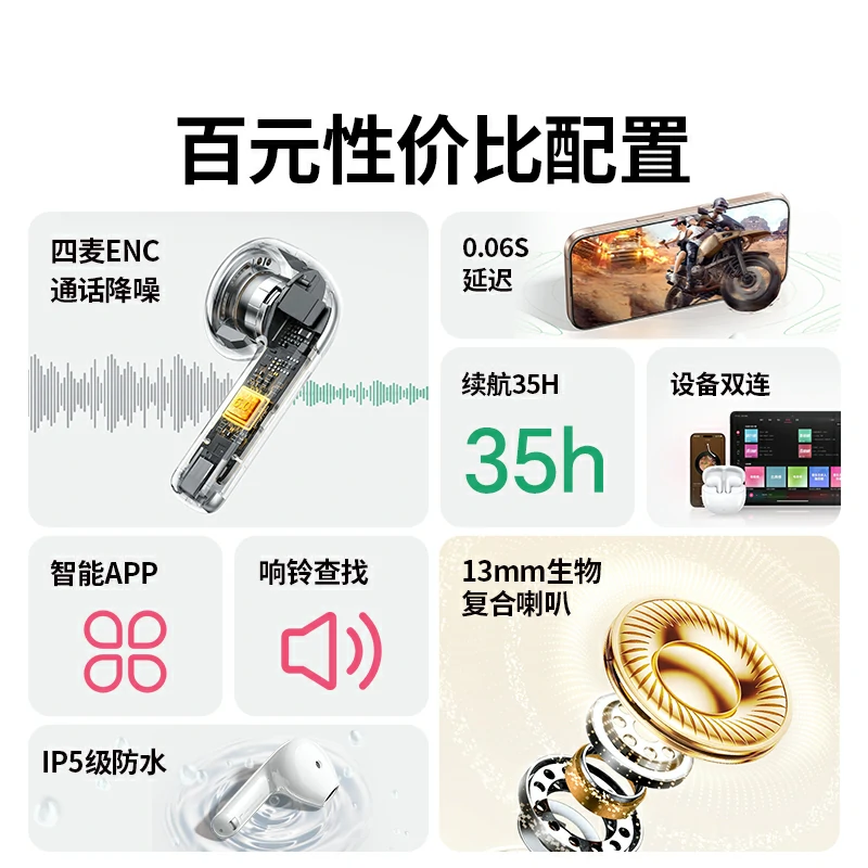 绿联HiTune H5 Pro半入耳式蓝牙耳机