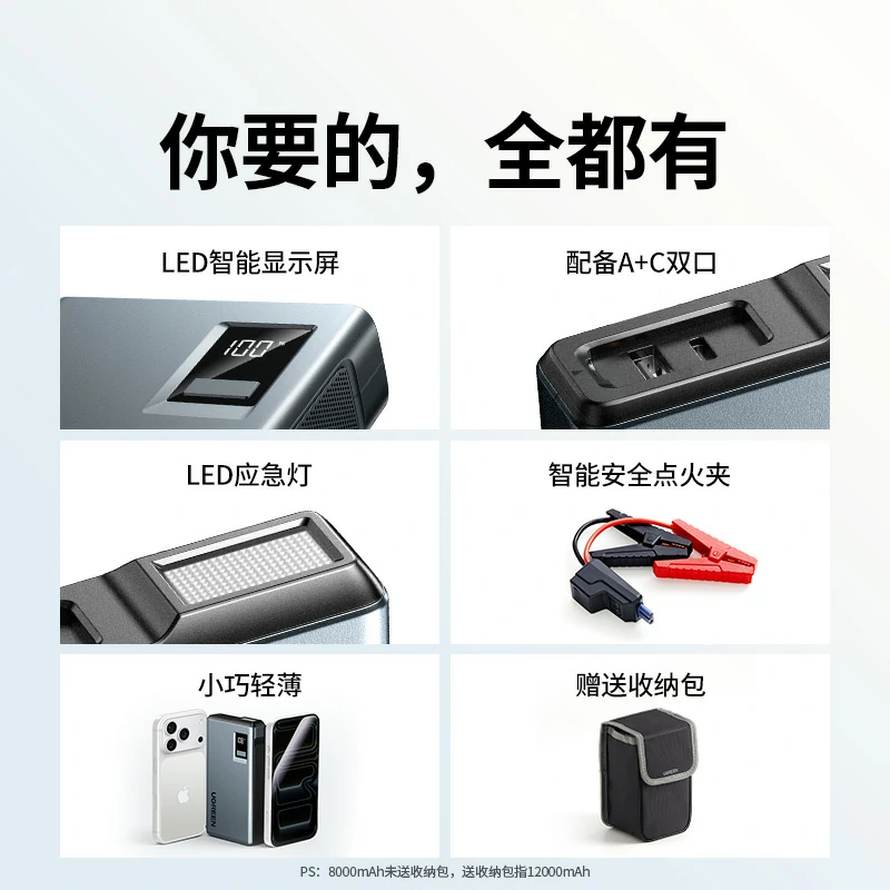 绿联搭电宝 汽车应急启动电源 旗舰版 12000mAh