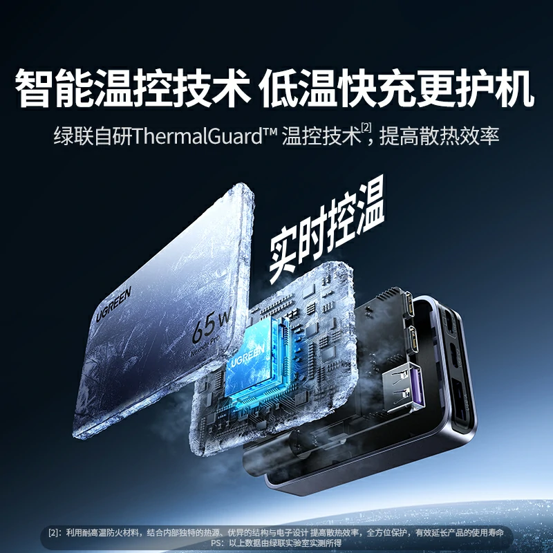 绿联 Nexode 闪充湃Pro 65W三口氮化镓饼干充电器