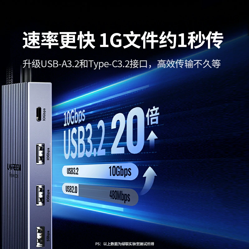 綠聯(lián)Type-C 3.2 九合一鰭紋拓展塢