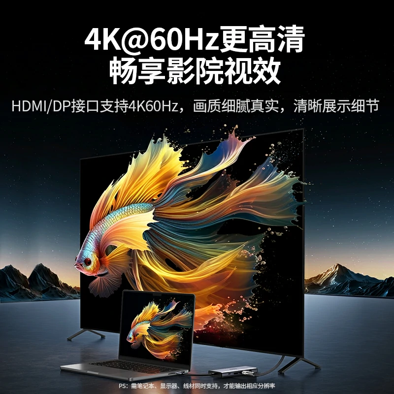 绿联9合1USB-C多功能拓展坞 双HDMI 4K