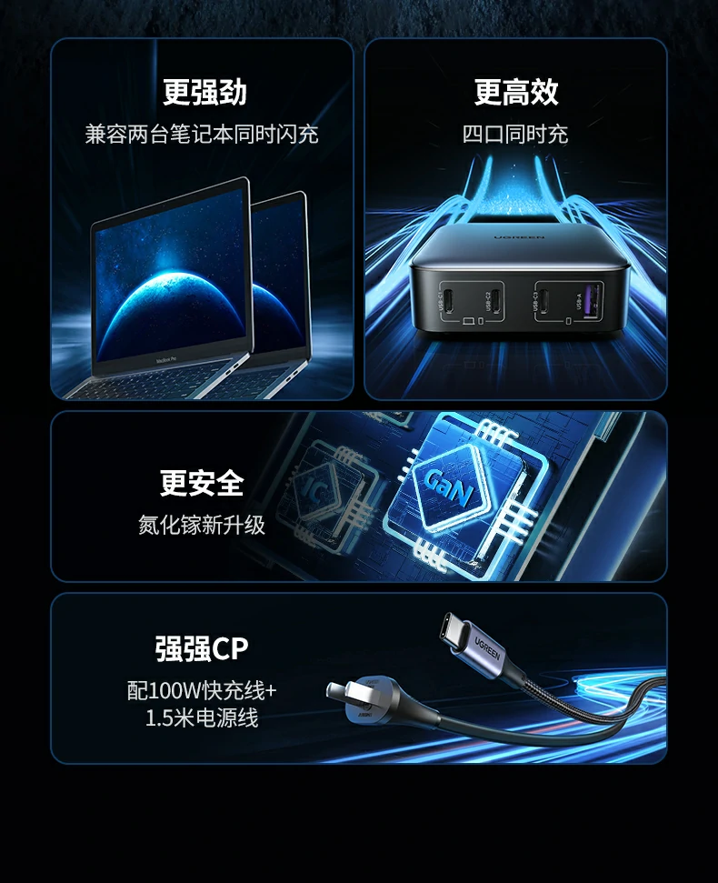 绿联氮化镓MOS芯片 低温控与高转换效率展示 绿联氮化镓MOS芯片 低温控与高转换效率解析图