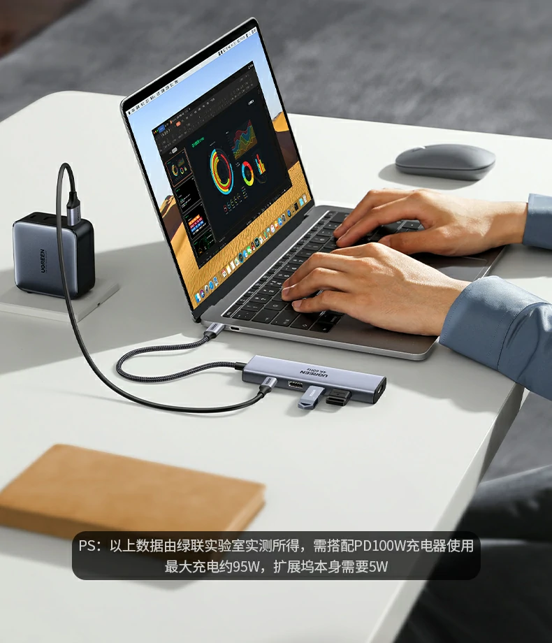 紧凑设计 - 线材长度适中,便于携带 绿联CM478-35178 产品尺寸标注图(约20cm线长)