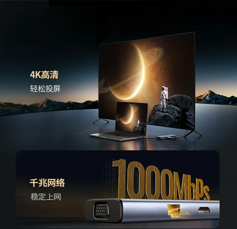 綠聯(lián)CM498-15600 九合一擴(kuò)展塢 HDMI與VGA雙屏輸出