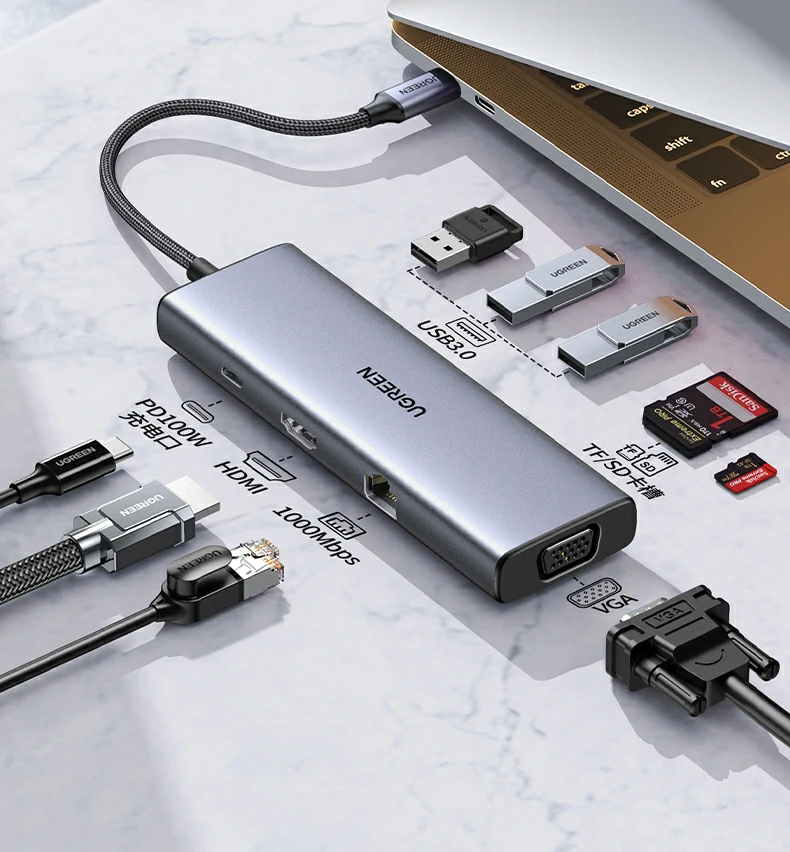 綠聯(lián)CM498-15600 九合一擴(kuò)展塢 USB3.0高速傳輸