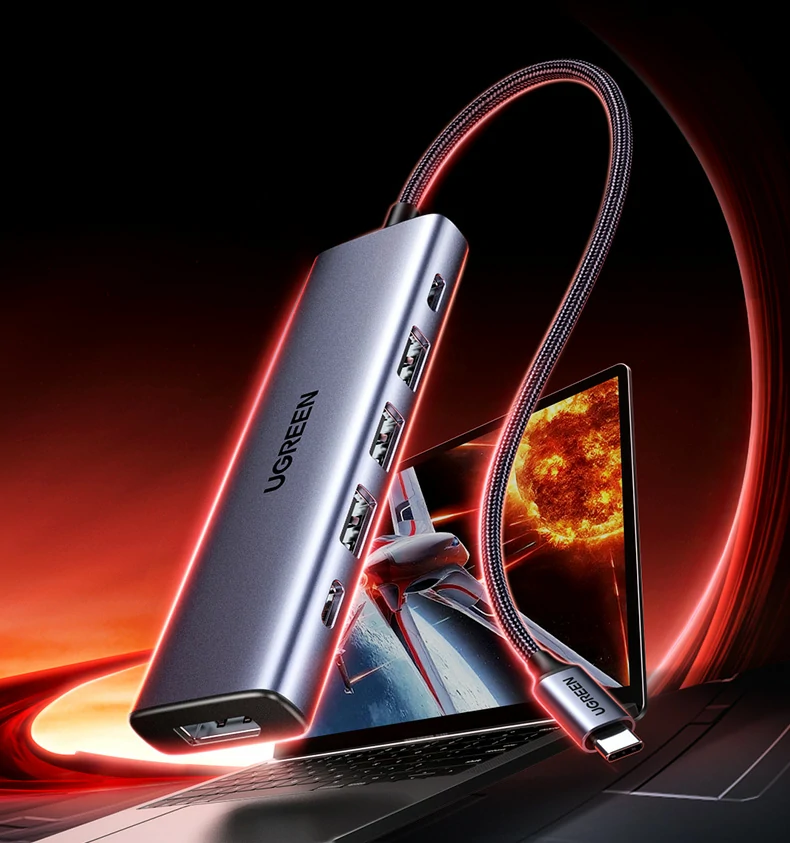 DP1.4高刷投屏 - 游戏电竞丝滑流畅,支持G-Sync与FreeSync防撕裂 绿联CM511-75642 DP接口特写,支持4K@60Hz/2K120Hz/1080P144Hz高刷新率输出