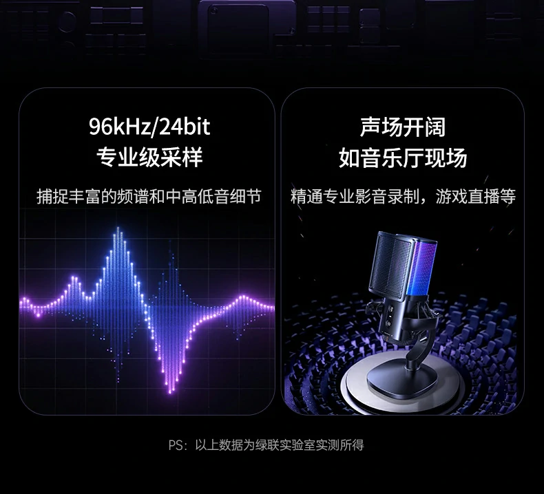 旋钮调音量 - 精准控制输入增益 绿联CM581旋钮调节音量功能演示