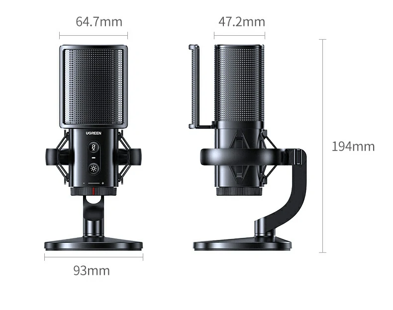 绿联CM581 - 炫彩灯效×专业音质×智能降噪,全能桌面麦克风 绿联CM581产品核心卖点总结图