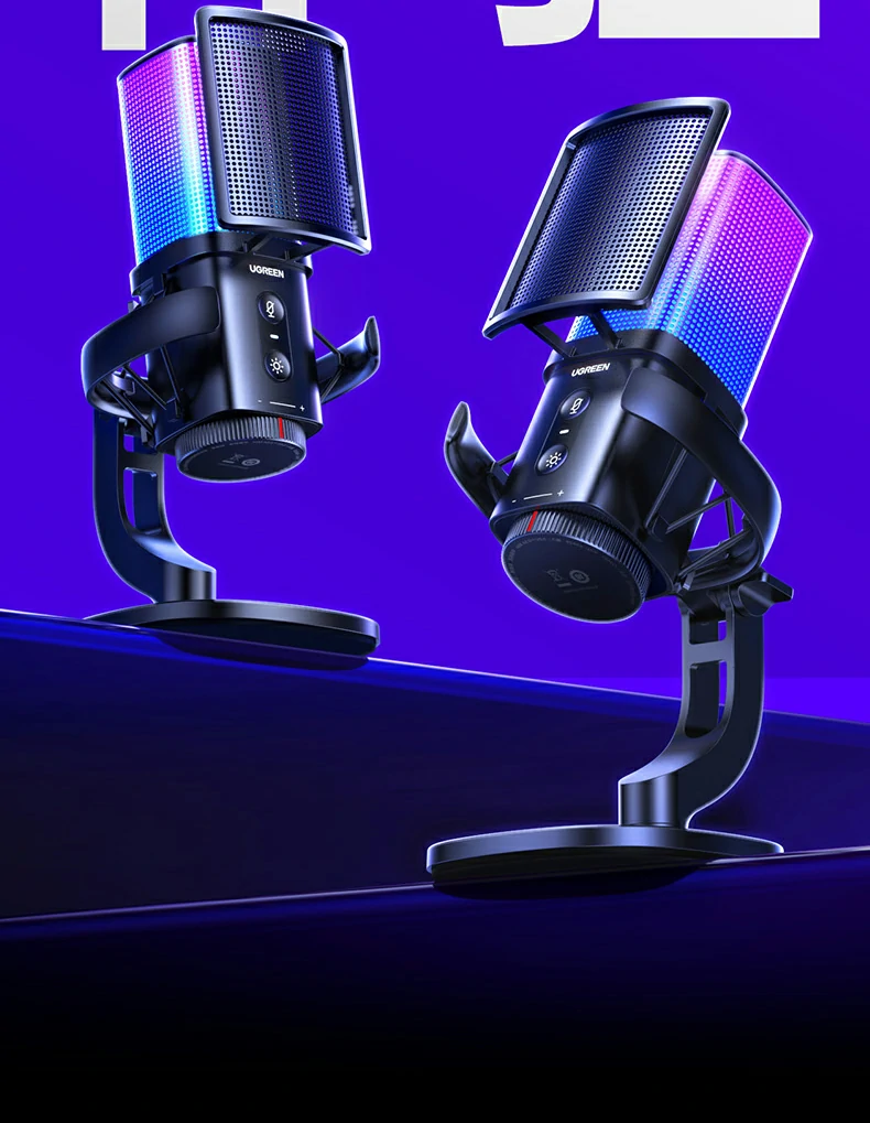 动态RGB流动灯效 - 营造沉浸式直播氛围 绿联CM581动态RGB流动灯效实拍