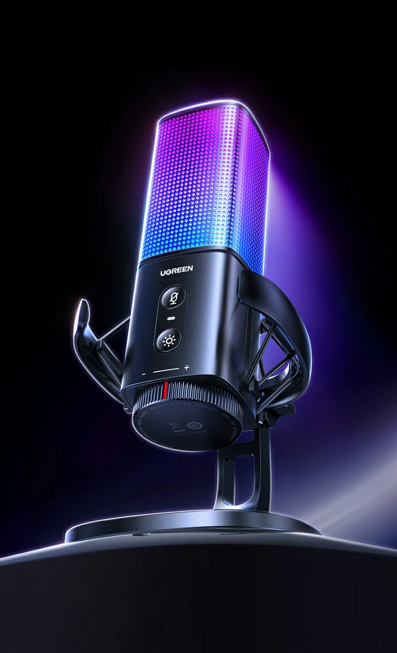 紫色静态灯效 - 高端神秘直播格调 绿联CM581紫色单色静态灯效展示