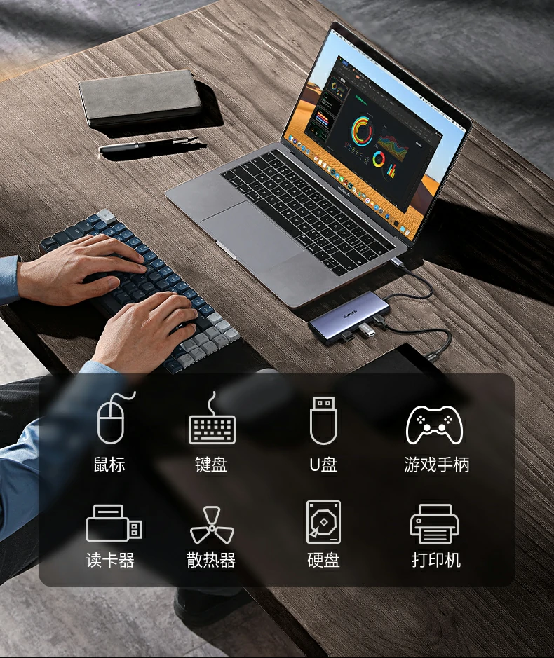 差旅办公好搭档 - 轻巧强大,一坞走天下 绿联CM639商务出差便携使用场景