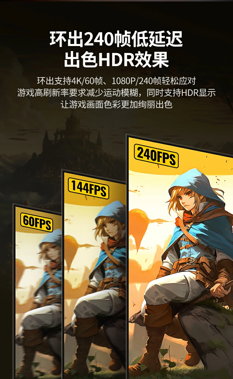 VRR防卡顿技术 - 实时帧率匹配减少画面撕裂 绿联CM700 VRR可变刷新率技术说明