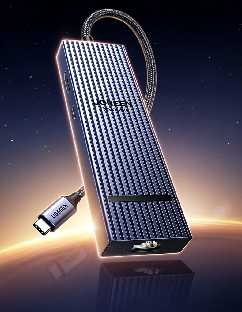 绿联Type-C六合一扩展坞多接口设计与扩展能力 绿联Type-C六合一扩展坞多接口布局展示