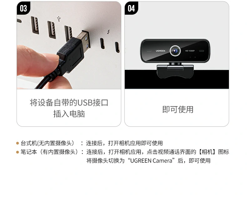 全场景适用 - 一副摄像头满足多元生活需求 绿联CM925产品应用场景汇总图:办公/学习/面试/家庭