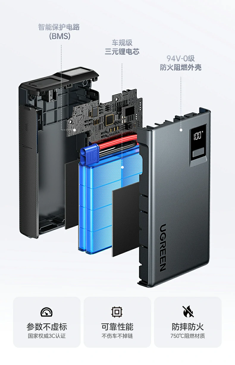 USB双口输出 兼作移动充电宝 实用多场景 多设备USB双口输出 兼作移动充电宝