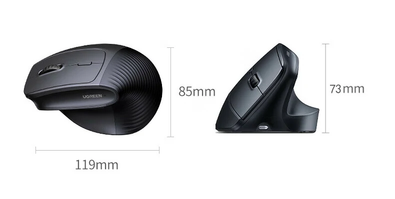 绿联M571S - 人体工学无线垂直鼠标,兼顾舒适、静音与高效 绿联M571S品牌LOGO与产品细节特写