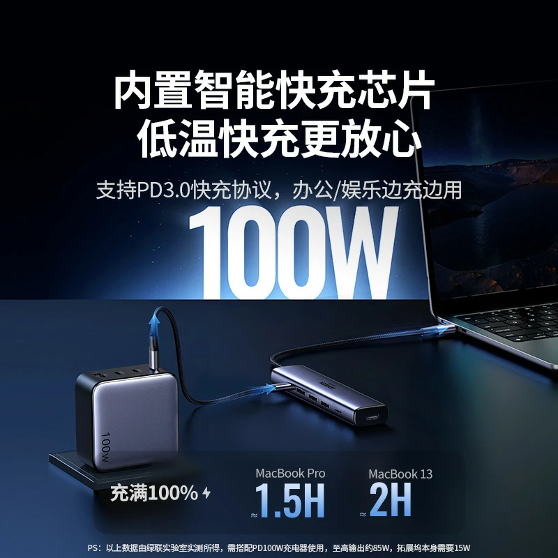 綠聯(lián)Type-C六合一多功能擴(kuò)展塢 4K60Hz