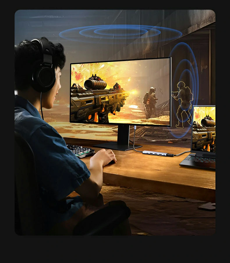 同時(shí)連接鍵鼠、U盤、硬盤與顯示器的多設(shè)備場(chǎng)景