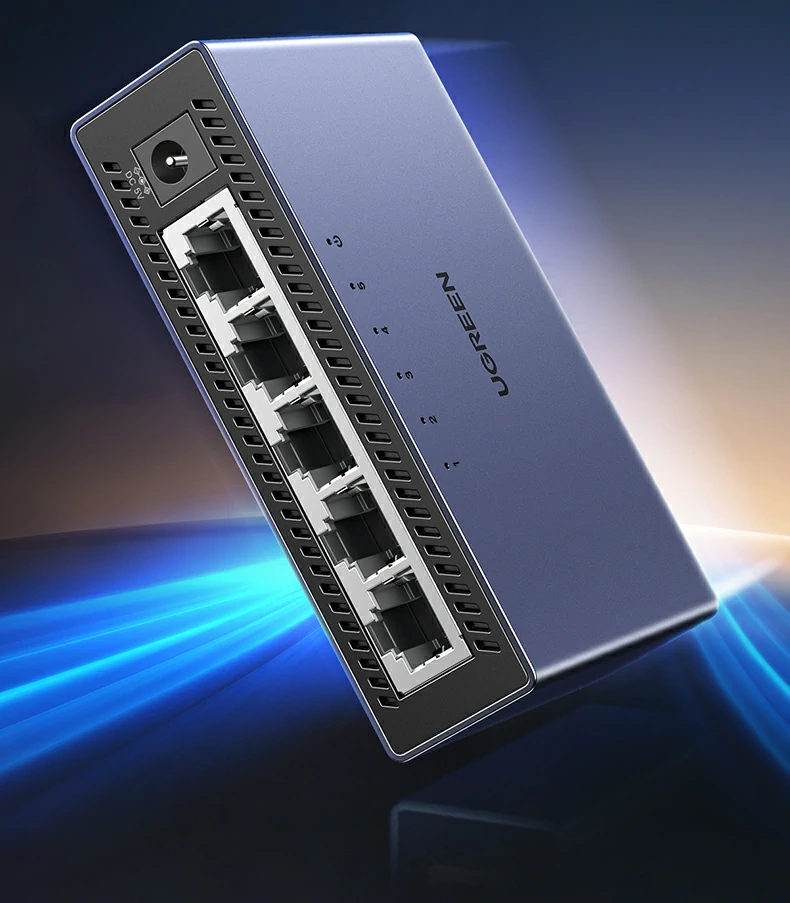 5个10/100/1000Mbps自适应RJ45全千兆接口特写