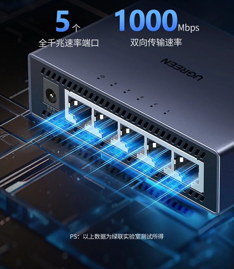 电源指示灯与5个Link/Act状态灯工作状态演示