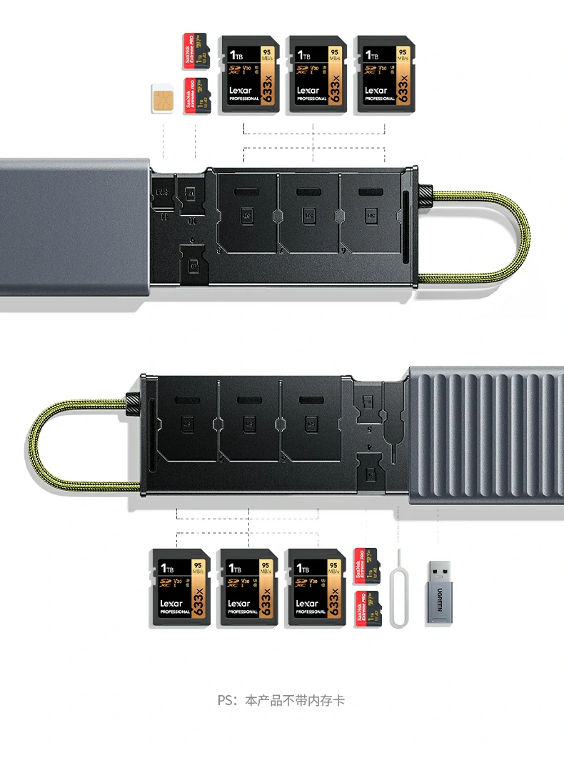 绿联CM856双接口多设备即拍即传 绿联CM856-85098收纳读卡器双接口同时连接设备