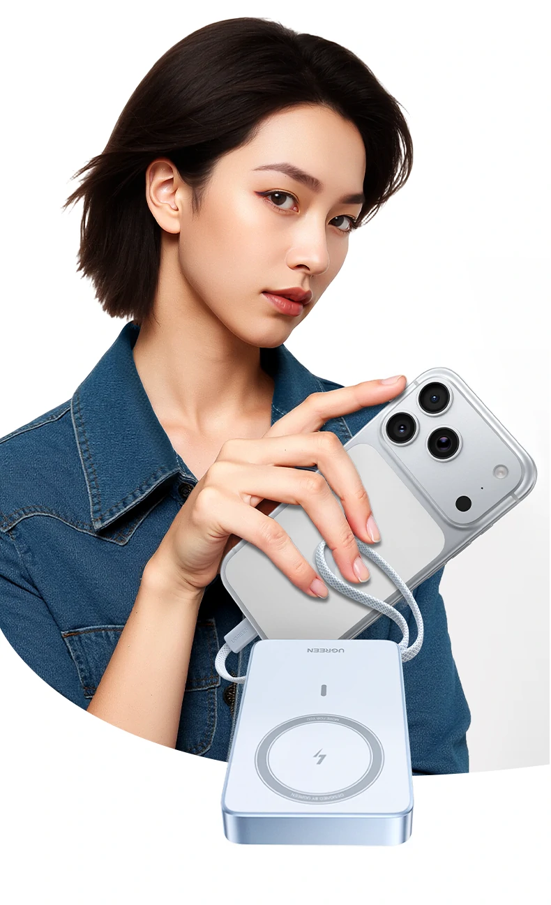 绿联PB594 16颗N52磁芯10N吸附力 绿联PB594磁吸无线充移动电源强劲吸附不位移演示