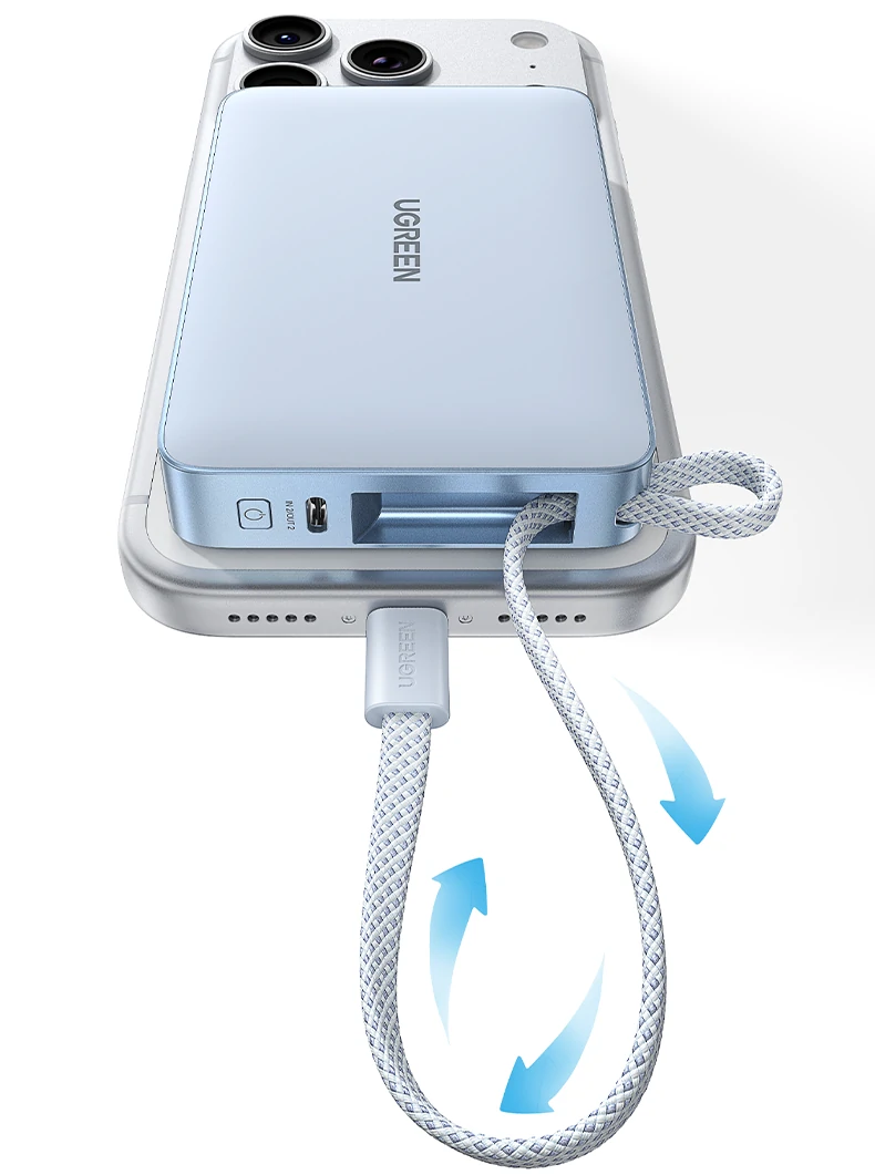 绿联PB594二合一双快充模式选择 绿联PB594磁吸无线充移动电源磁吸充or有线充