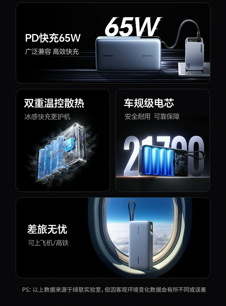 三口输出 绿联PB556可同时为三台设备充电