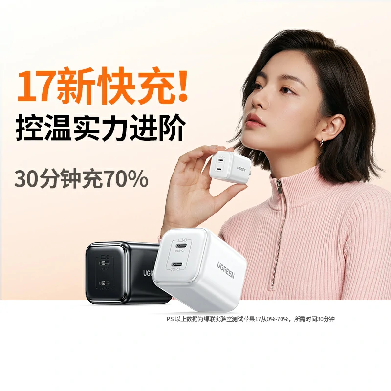 绿联45W双口氮化镓充电器 适用iPhone17