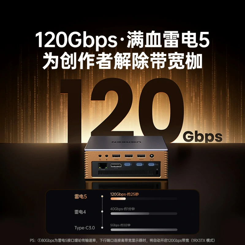 绿联雷电5硬盘扩展坞 17合1满血120Gbps