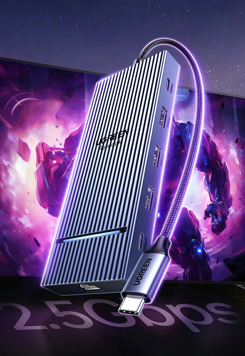 绿联CM886-95614扩展坞多接口布局特写