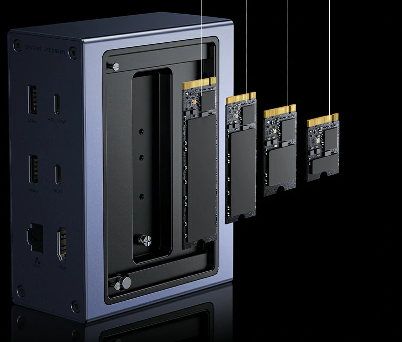 背面散热孔 - 高效散热,长时间使用稳定 扩展坞背面散热孔展示,高效散热