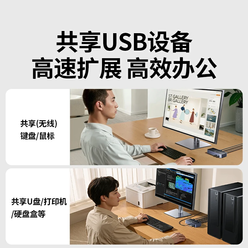 绿联HDMI KVM双显切换器 4K60Hz