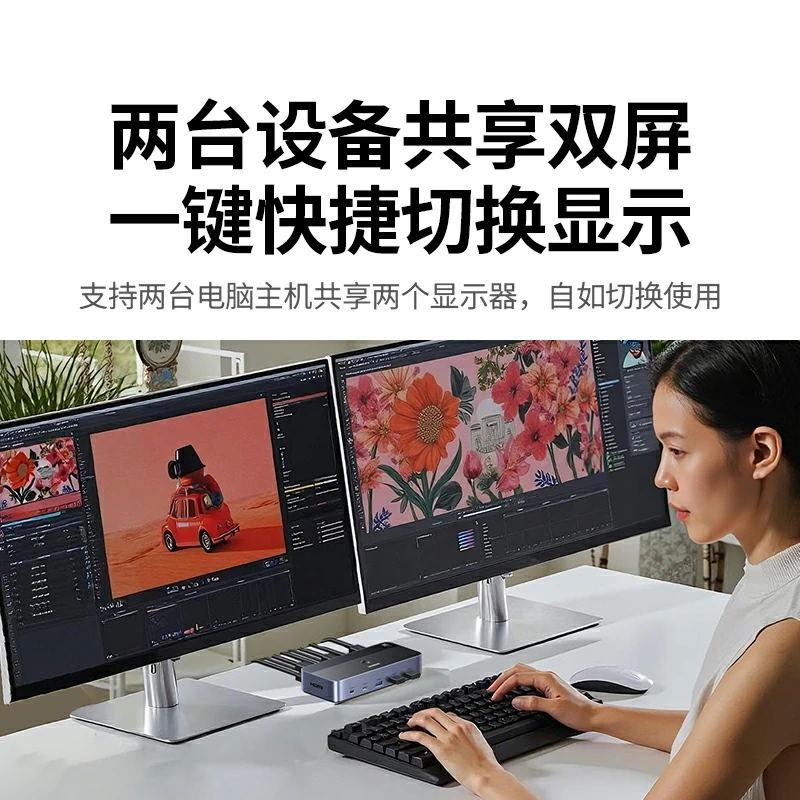 绿联HDMI KVM双显切换器 4K60Hz