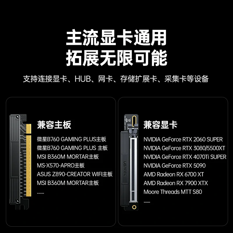 绿联PCIe4.0x16显卡延长线20cm