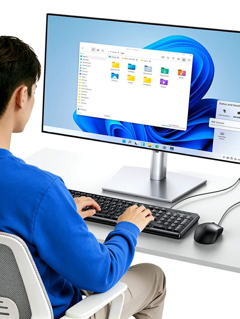 跨系统跨设备通用办公学习效率倍增 绿联MK301键鼠套装多设备切换使用场景