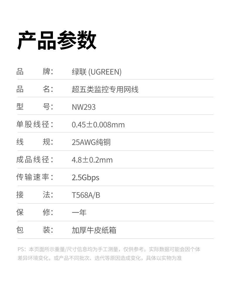 绿联NW293超五类监控网线接头镀金触点细节