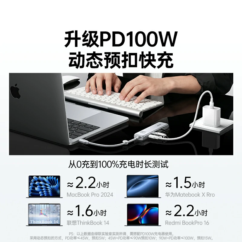 绿联银白色Type-C五合一多功能拓展坞