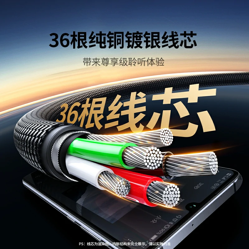 绿联HiFi镀银AUX音频线 3.5mm公对公