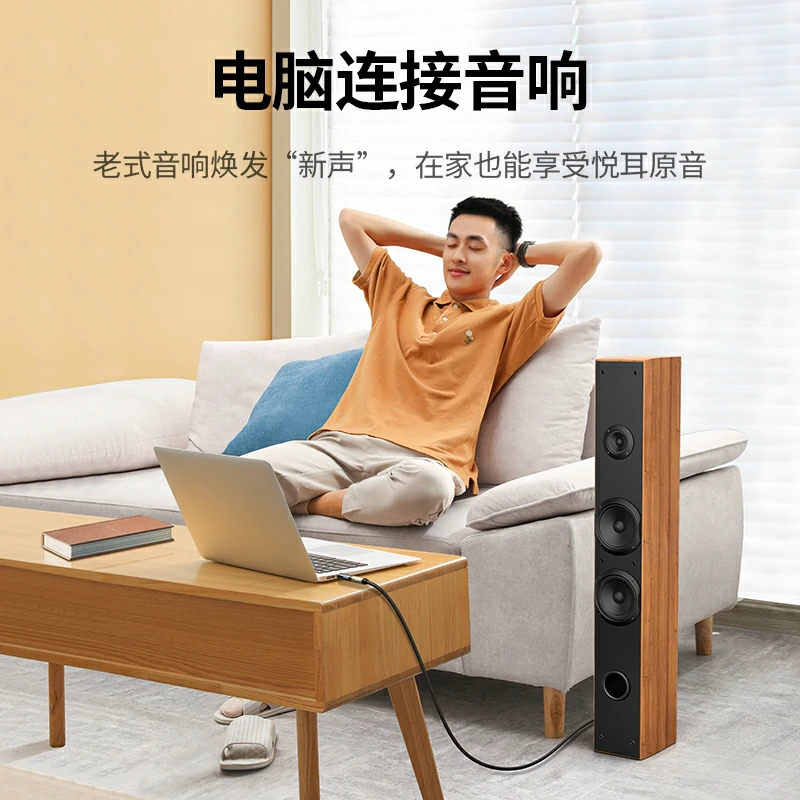 绿联3.5转6.5音频转接头 铜合金高保真转换头