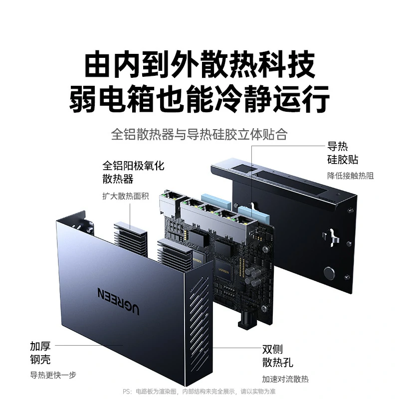 绿联5口2.5G交换机 钢壳散热 4kV防雷
