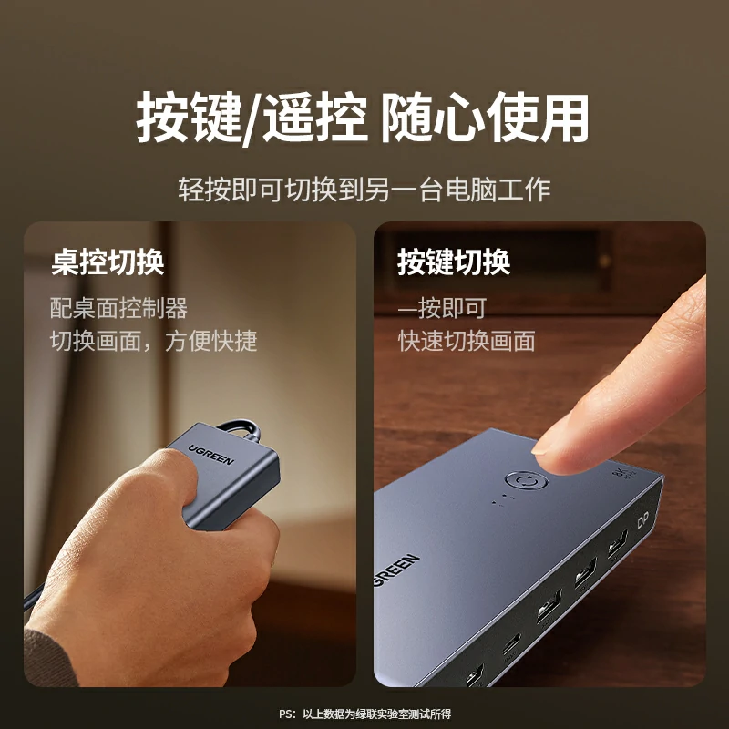 绿联DP1.4 KVM切换器 2进1出 8K高清