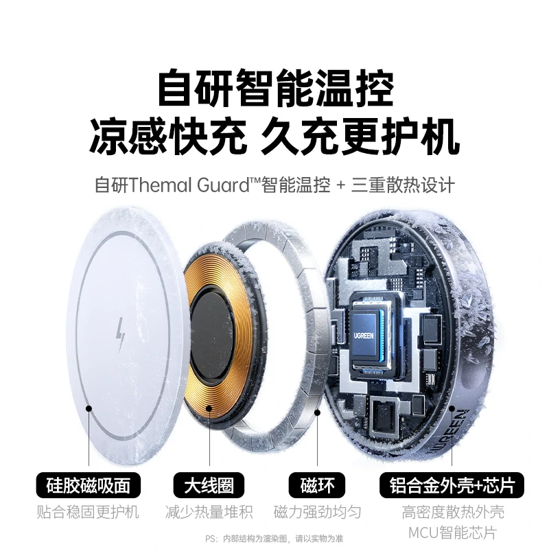 绿联Qi 25W苹果磁吸无线充电器